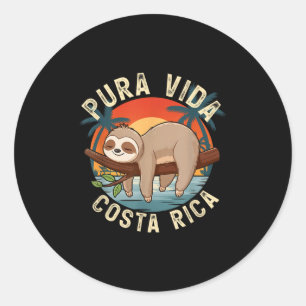 Tropische Zonsondergang Natuur Luiaard Costa Rica  Ronde Sticker