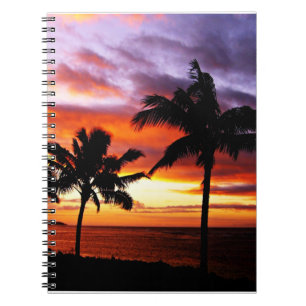 Tropische zonsondergang notitieboek