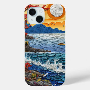 Tropische zonsondergang oceaan golf kustlandschap iPhone 15 case