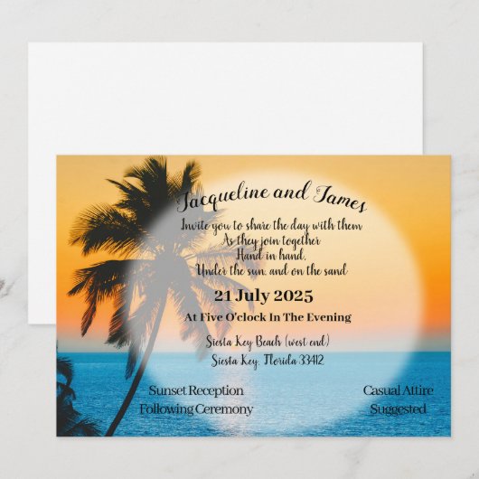 Tropische zonsondergang op het strand kaart (Voorkant / Achterkant)