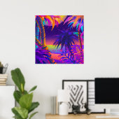 Tropische zonsondergang op Titan Poster (Thuiskantoor)