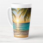 Tropische Zonsondergang Palm Beach Latte Mok (Linkerhoek)