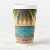 Tropische Zonsondergang Palm Beach Latte Mok (Voorkant)