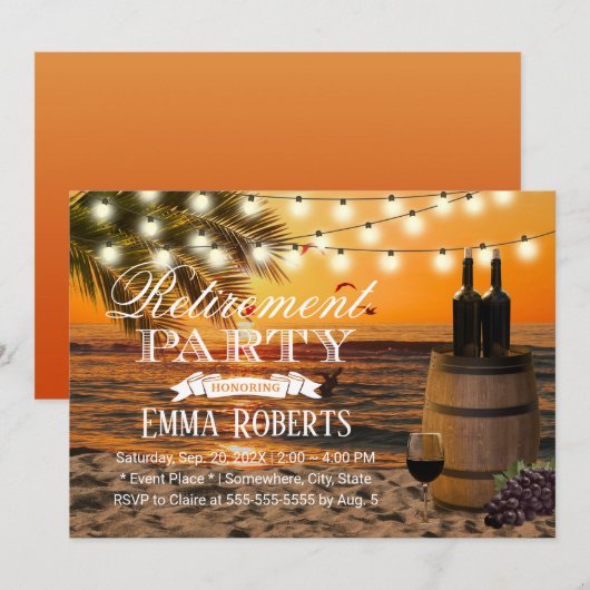 Tropische zonsondergang Palm Beach Wine Barrel Ret Kaart (Voorkant / Achterkant)