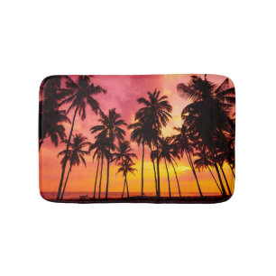 Tropische zonsondergang: Palm Silhouet Serenity. Badmat