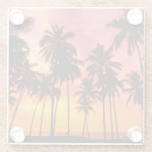 Tropische zonsondergang: Palm Silhouet Serenity. Glazen Onderzetter (Achterkant)