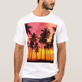 Tropische zonsondergang: Palm Silhouet Serenity. T-shirt (Voorkant)