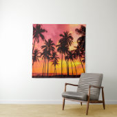 Tropische zonsondergang: Palm Silhouet Serenity. Wandkleed (In situ)