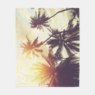 Tropische Zonsondergang: Palm Silhouette Fleece Deken