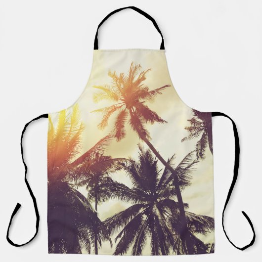Tropische Zonsondergang: Palm Silhouette Schort (Voorkant)