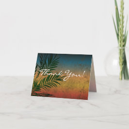 Tropische Zonsondergang Palm Takken Dank Je Kaarte Bedankkaart