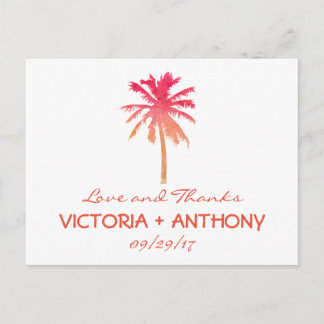 Tropische zonsondergang Palm Tree Beach bruiloft d Briefkaart