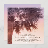 Tropische zonsondergang Palm Tree Beach bruiloft u Kaart (Voorkant / Achterkant)