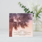 Tropische zonsondergang Palm Tree Beach bruiloft u Kaart (Staand voorkant)