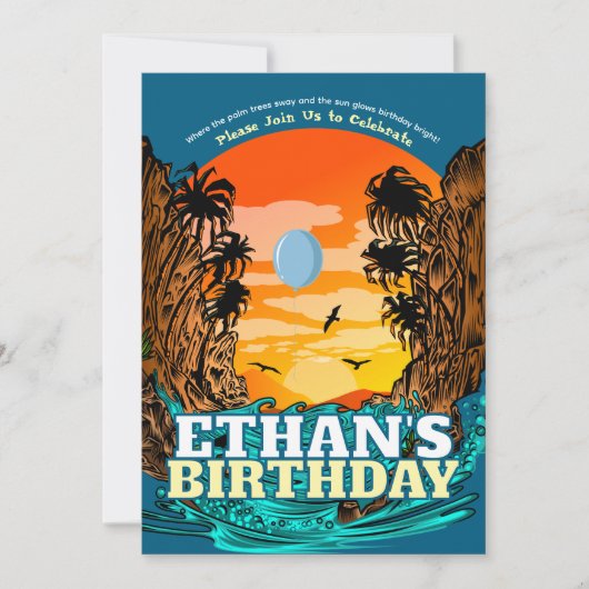 Tropische zonsondergang Palm Tree Verjaardag Kaart (Voorkant)