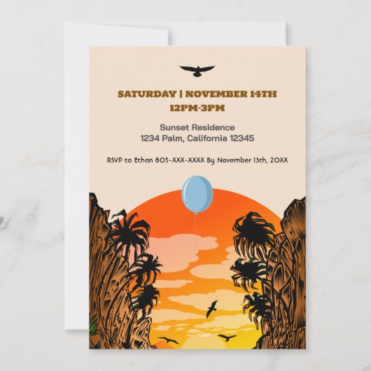 Tropische zonsondergang Palm Tree Verjaardag Kaart (Achterkant)