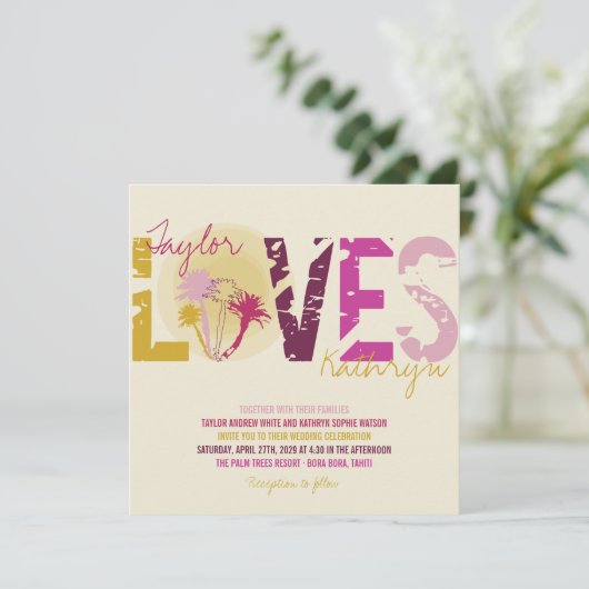 Tropische Zonsondergang Palm Trees Strand Zomer Br Kaart (Staand voorkant)