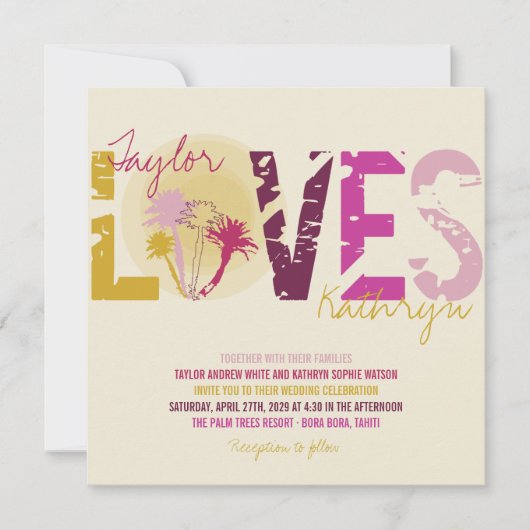 Tropische Zonsondergang Palm Trees Strand Zomer Br Kaart (Voorkant)