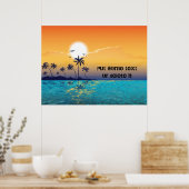 Tropische zonsondergang, palmbomen, afdrukken van  poster (Keuken)