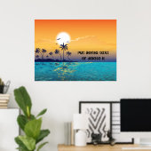 Tropische zonsondergang, palmbomen, afdrukken van  poster (Thuiskantoor)