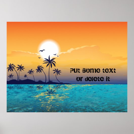 Tropische zonsondergang, palmbomen, afdrukken van  poster (Voorkant)