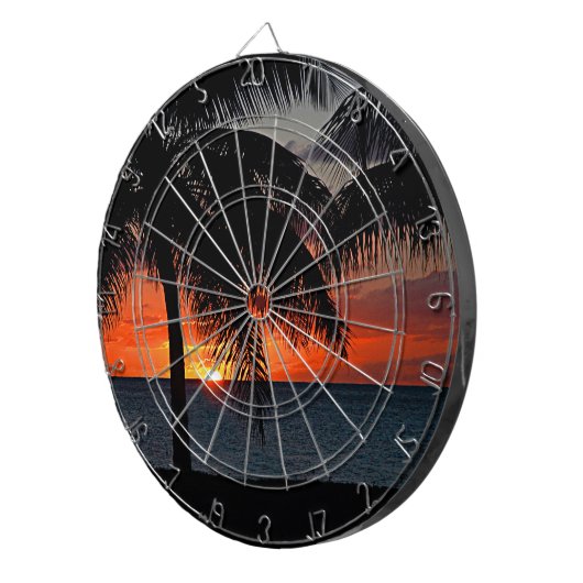 Tropische zonsondergang palmbomen in het Caribisch Dartbord (Voorkant Rechts)