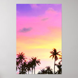 Tropische zonsondergang palmbomen Print