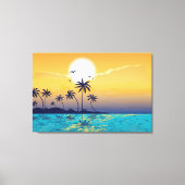 Tropische zonsondergang, palmbomen verpakte canvas afdruk (Voorkant)