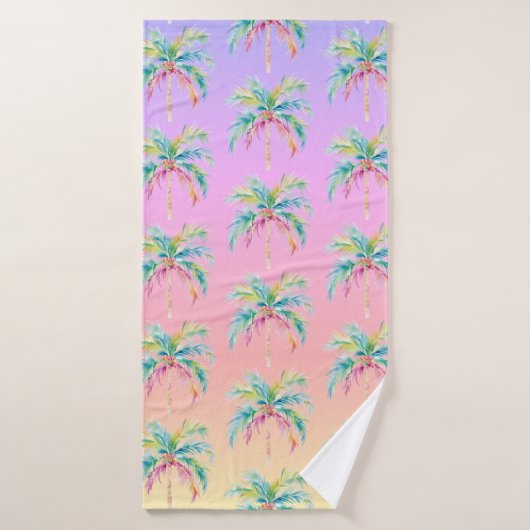 Tropische Zonsondergang Palmboom Badhanddoek (Badhanddoek)