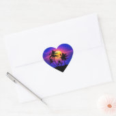 Tropische Zonsondergang Palmboom Hart Sticker (Envelop)