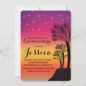 Tropische Zonsondergang Palmboom Quinceañera Sweet Kaart (Voorkant)