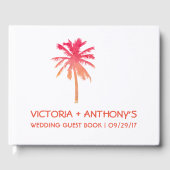 Tropische Zonsondergang Palmboom Strand Bruiloft Gastenboek (Voorkant)