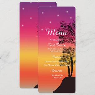 Tropische Zonsondergang Palmboom Strand MENU Trouw Kaart