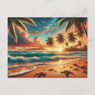 Tropische zonsondergang Paradise Painting Briefkaart