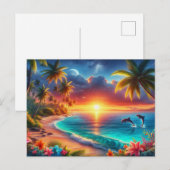 Tropische zonsondergang Paradise Painting Briefkaart (Voorkant / Achterkant)