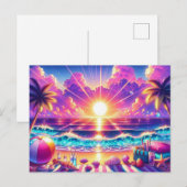 Tropische zonsondergang Paradise Painting Briefkaart (Voorkant / Achterkant)