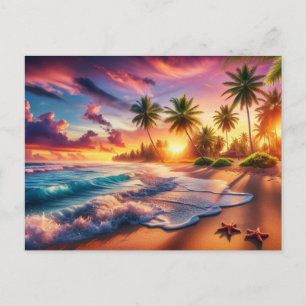 Tropische zonsondergang Paradise Painting Briefkaart