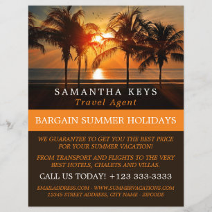 Tropische zonsondergang, reisagent Advert Flyer