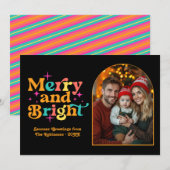 Tropische zonsondergang Retro Kerstmis Familiefoto Feestdagenkaart (Voorkant / Achterkant)