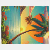 Tropische zonsondergang Romantische Strand Retreat Fleece Deken (Voorkant (Horizontaal))