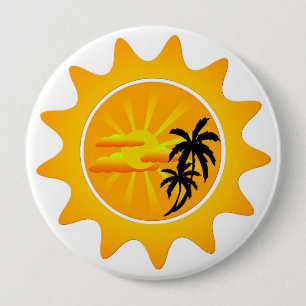 Tropische zonsondergang ronde button 4,0 cm