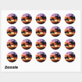 Tropische zonsondergang ronde sticker (Vel)