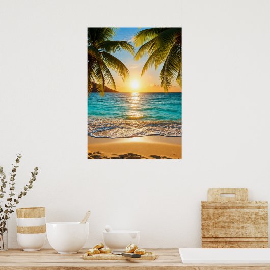 Tropische Zonsondergang Sereniteit Poster (Keuken)