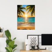 Tropische Zonsondergang Sereniteit Poster (Thuiskantoor)