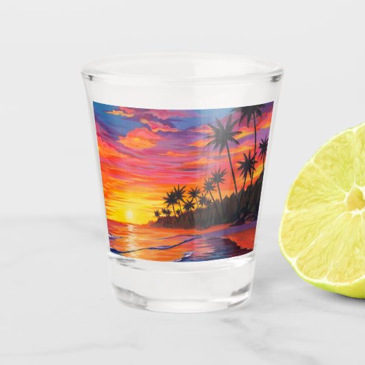 Tropische zonsondergang shotglas shot glas (Voorkant)