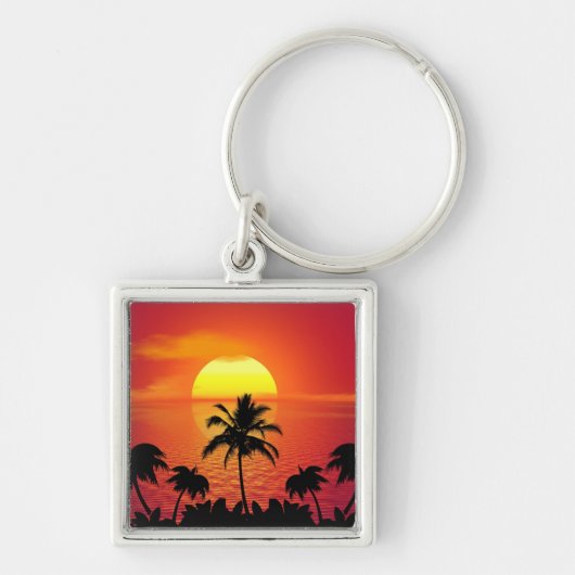 Tropische zonsondergang sleutelhanger (Voorkant)