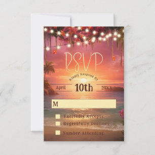 Tropische Zonsondergang Slingerlichten Strand Brui RSVP Kaartje