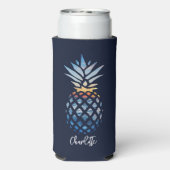 Tropische Zonsondergang Strand Ananas Gepersonalis Seltzer Blikjeskoeler (Seltzer Achterkant)