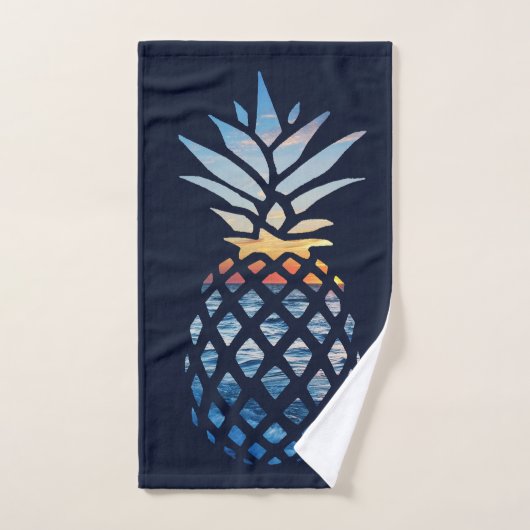 Tropische zonsondergang strand ananas handdoek (Handdoek)