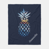 Tropische Zonsondergang Strand Ananas met Oceaan Fleece Deken (Voorkant)